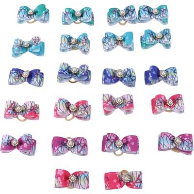 Bandes en caoutchouc avec nœud papillon pour animaux de compagnie, 22 pièces, accessoire de toilettage coloré mignon pour chiens, chiots et chats gray