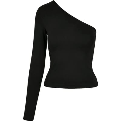 Urban Classics Asymmetric Longsleeve Dames Top - zwart - L