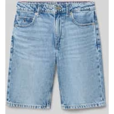 korte jeans in straight fit van een mix van katoen en lyocell