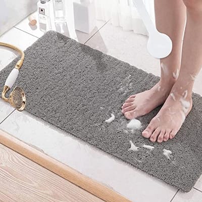 Bingobang Bath Mats Non-Slip Shower Mat Rubber 80x40cm, Extra Soft Anti-Mildew Machine Washable for Bathroom Floor, Bathtub (Grey)