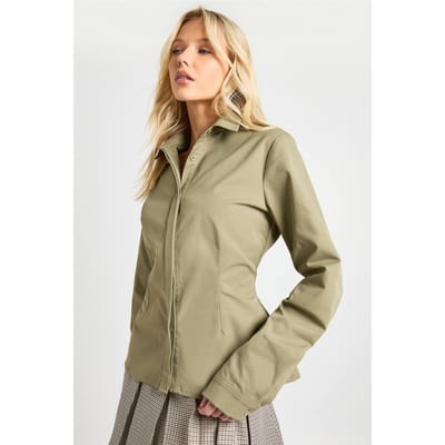 boohoo Dames Twill getailleerd overhemd | Khaki | Maat: 10