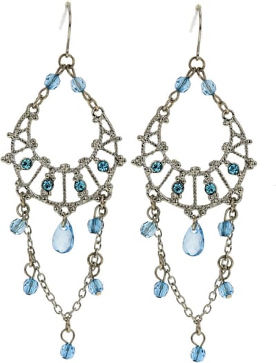 Behave - Zilverkleurige oorhangers met blauwe steentjes en kraaltjes - Elegante bohemian stijl