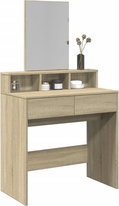 Kaptafel Met spiegel - Make up tafel - Make up - Toilettafel - Met lades - Kaptafels - Sonoma Eiken