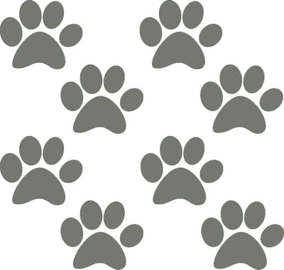Hondenpootje / hondenpootjes - grijs - autostickers - 8 stuks - 4 cm x 5 cm - hondenpoot - hondensticker