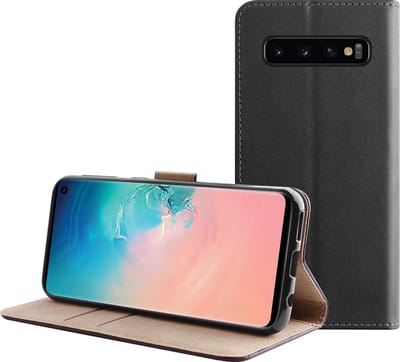 BMAX Leren book case hoesje geschikt voor Samsung Galaxy S10e / Lederen book cover / Beschermhoesje / Telefoonhoesje / Hard case / Telefoonbescherming - Zwart