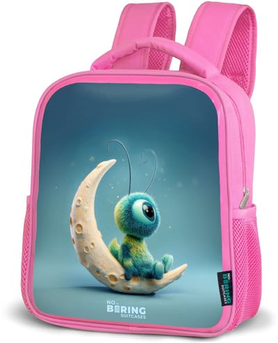 NoBoringSuitcases.com® - Rugzak roze - Schooltas meisjes - Dromerig Wezentje op de Maan - Kinder rugtas meisje - Boekentas kind - Kinderrugzak voor school - Schoolrugzak