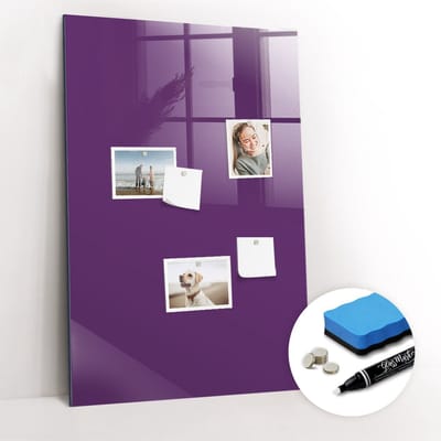 Tulup Whitebord - Kleur Violet Magneetbord - 60 cm x 90 cm - Magneetbord Design - Interieur Accessoires Kantoor - Magnetisch Memobord - Productiviteit Tools - Inclusief Gratis Magneten & Marker & Spons - Magnetisch Bord Kind - Magneetbord Foto