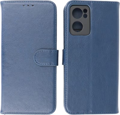 Oppo Reno 7 5G Hoesje - Book Case Telefoonhoesje - Kaarthouder Portemonnee Hoesje - Wallet Cases - Navy