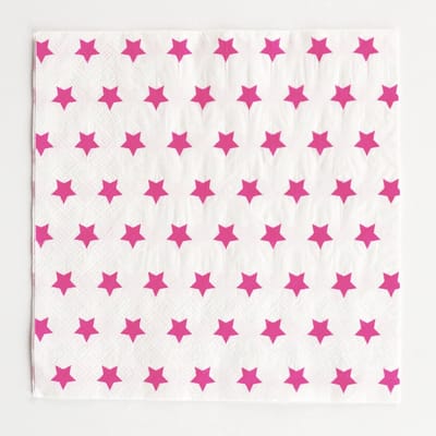 Papieren servetten, wit met roze sterren