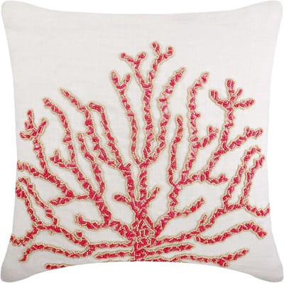 Kussenhoes Strandstijl - Kussenhoes Katoen Linnen - Bank Decoreren - Handgemaakt Koraal Ontwerp - 45 x 45 cm - Rood