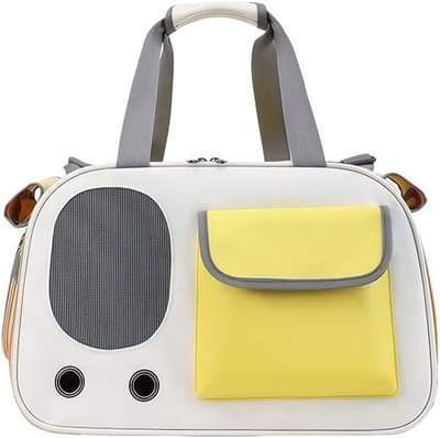 Huisdier Reistas - Kattentas Hondentas - Veilig Vervoer - Vormvast Stalen Frame - Tot 5 kg - Beige/Geel
