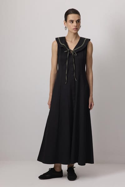 Touché Privé - Overgooier met matrozenkraag ve contrastbiezen - Zwart - Dames