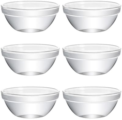 Dailygoods- Dipschalen Set van 6 - Mini-glazen Schaaltjes 7,5 cm - Vaatwasmachinebestendig - Multifunctioneel - Voor Dips/Tapas - Compact Stapelbaar - Kommetjes