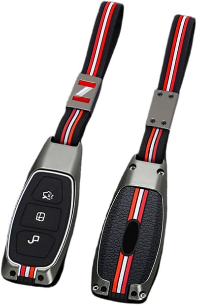 Solidchoice - Dailygoody - Autosleutelhouder - Zinklegering - Duurzaam en stijlvol - Mat + touw - Sleutelhanger - Geschikt voor Ford modellen - Ford C-Max, Mondeo,