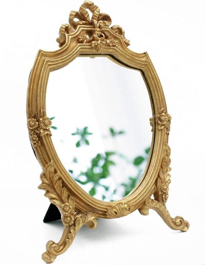 Antiek Gouden Houten Decoratieve Wandspiegel voor Slaapkamer en Woonkamer - 8.2W x 13L Inch