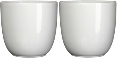 Mica Decorations Bloempot - 2x - wit - glanzend - keramiek - 22x20 cm - plantenpotten