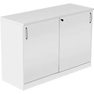 Schuifdeurenkast NEVADA - houten - B 1200 x D 445 x H 825 mm - 2 OH - wit
