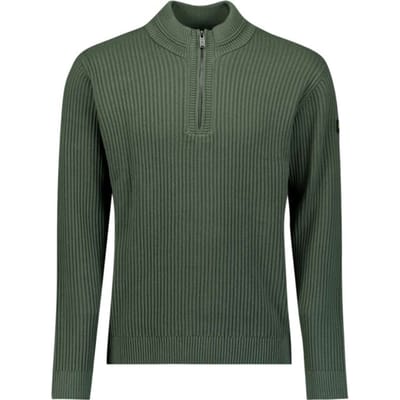 No Excess Pullover Half Zip Rib Variation Dark Green Size: S | Sweaters Outlet | Heren | Groen
