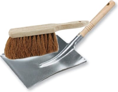 Buemag Stoffer en blik set voor buiten - zilver/naturel - verzinkt metaal - hout met kokosharen