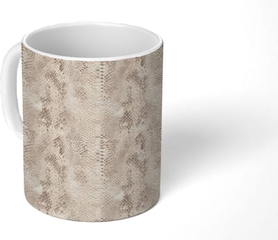 Mok - Koffiemok - Slang - Patroon - Beige - Mokken - 350 ML - Beker - Koffiemokken - Theemok