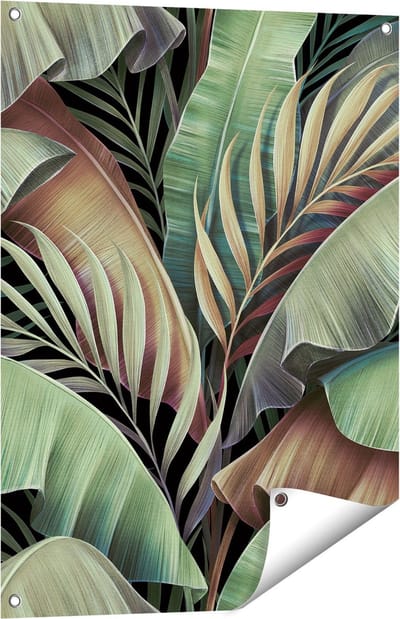 Gards Tuinposter Tropische Bladeren - 60x80 cm - Tuindoek - Tuindecoratie - Wanddecoratie buiten - Tuinschilderij