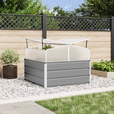 vidaXL - Plantenbak - Lichtgrijs - 100 - x - 100 - x - 77 - cm - Gegalvaniseerd - staal