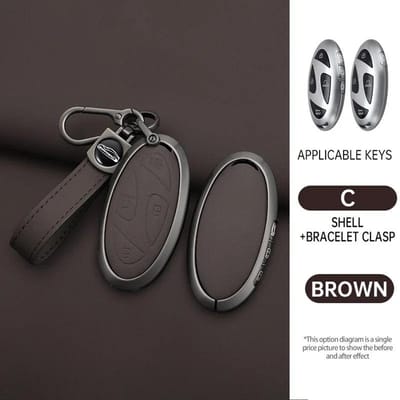 Housse de protection pour clé de voiture en cuir de zinc Porte-clés pour Hyundai Ionic 6 Grandeur Gn7 Kona Ev Nouveau Grand Prix 5/7 Boutons Accessoires de clé gray