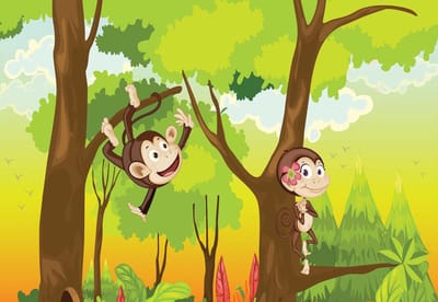 Fotobehang Monkeys Boys Bedroom | XL - 208cm x 146cm | 130g/m2 Vlies
