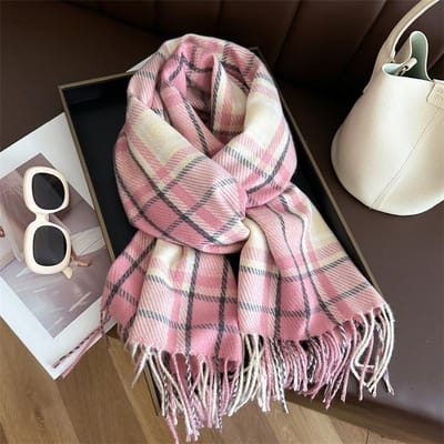 Mode Kasjmieren Sjaal Warm Winter Voor Vrouwen Wraps Sjaals Neckerchief Pashmina Foulard Deken Streep Ontwerper 64x204cm gray