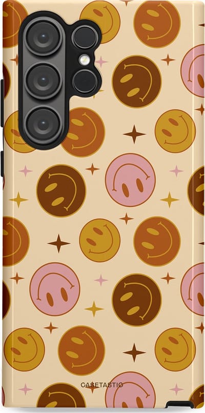 Casetastic Hoesje Geschikt voor Samsung S23 Ultra - Stijlvolle Beschermende Duo-layer Case - Geluk