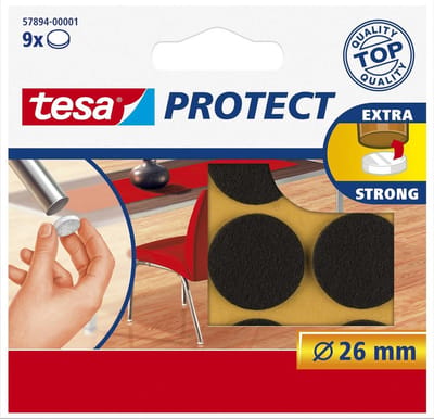 Tesa Meubelviltjes - 18x - rond - bruin - 2,6 cm - antikrasvilt - Vloerbescherming - Beschermvilt - Meubelvilt - Viltglijders - Anti-kras vilt