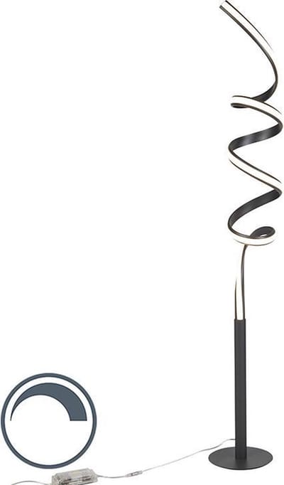 QAZQA twisted fl - Design Dimbare LED Vloerlamp | Staande Lamp met Dimmer - 1 lichts - H 1550 mm - Zwart - Woonkamer | Slaapkamer