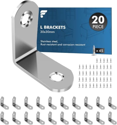 Hoekverbinder 30 x 30 mm - 20 stuks, Metalen Hoek 90 Graden met Schroeven voor Meubelmontage