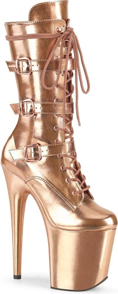 Pleaser - FLAMINGO-1053 Plateau Laarzen - Paaldans schoenen - 35 Shoes - Goudkleurig