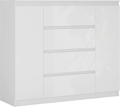 Brede Ladekast Wit Hoogglans Commode 120 cm - Krasbestendig Slaapkamer Meubel