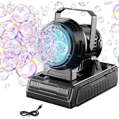LED Automatische Bellenblaasmachine met Verstelbare 45° Hoek Draagbare Bellenblaasmachine voor Kinderen Cadeau Voor Buiten Verjaardagsfeest Bruiloft Kamperen zwart