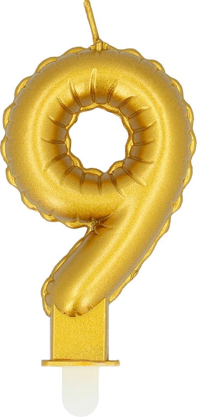 Boland - Kaarsje '9' goud 9 Goud - Black & Gold - Black & Gold - Verjaardag - Jubileum