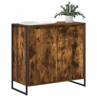 vidaXL - Bijzetkast - Rook - Eik - 79 - x - 36 - x - 75 - cm - Bewerkt - hout