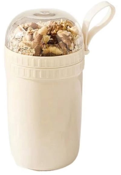 LISM-Lekvrije draagbare thermosfles van 520 ml met lepel, geschikt voor yoghurt, salade, muesli, enz.
