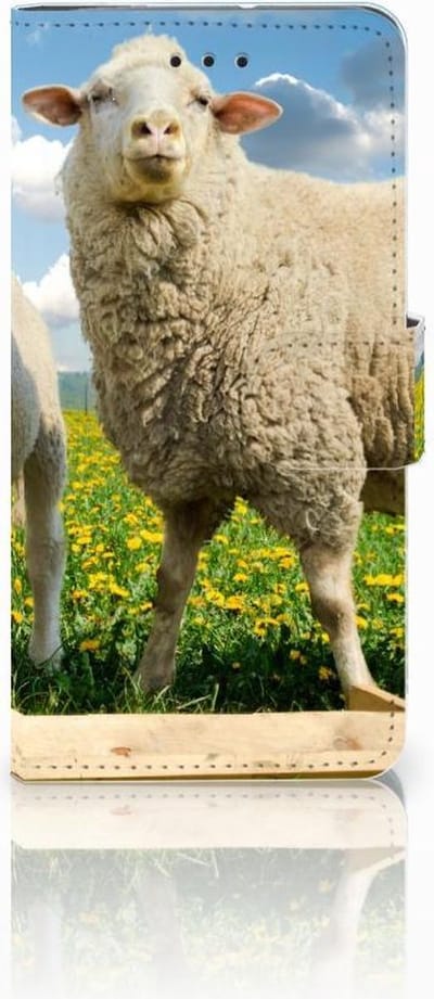 Motorola Moto G7 Play Telefoonhoesje met Pasjes Schaap en Lammetje