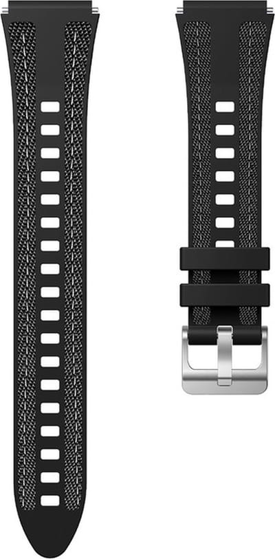 Hybride nylon-siliconen bandje - geschikt voor Garmin Venu 2s / 3s / 4 (41mm) / Vivoactive 4s / Forerunner 255s / 265s - Huawei Watch GT 5 Pro - 42mm / GT 6 / GT 5 / GT 4 - 41mm - zwart