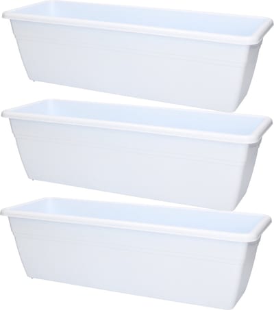 PlasticForte Plantenbak - 3x stuks - wit - rechthoekig - 50 x 17 x 15 cm - Bloembakken/plantenbakken voor binnen/buiten