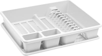 Plasticforte Afwas afdruiprek - ivoor wit - kunststof - 48 x 38 x 9 cm - met lekbak
