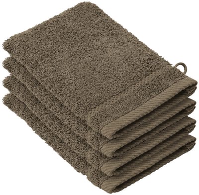 De Witte Lietaer Washandjes Stephanie Falcon - 15 x 21 cm - set 4 stuks - Bruin - Katoen