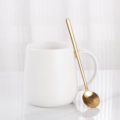 Tasse Simple avec Couvercle Cuillère Tasse en Céramique Tasse à Eau Chambre d'Hôtel Boîte Cadeau d'Ouverture Tasse à Café 301-400ml