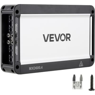 VEVOR 4-Kanaals Auto-Versterker, Klasse D Brugversterker, Max. 4 X 420 W Bij 4 Ohm / 4 X 600 W Bij 2 Ohm, Krachtige Versterker voor SUV's, Pick-Ups en Terreinwagens, Multi-Kanaals Audioversterker