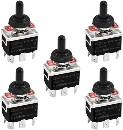 Zeynomax - Metalen tuimelschakelaar - Waterdicht - 15A 250VAC - AAN/UIT/AAN - Geschikt voor diverse toepassingen - Compact formaat
