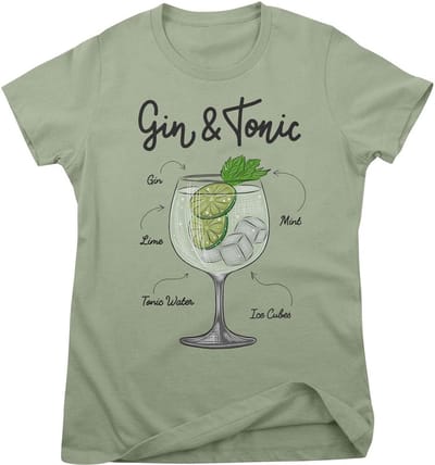 Hybris Dames-T-shirt Gin & Tonic Ingredients Girly Tee HY-5-BC018