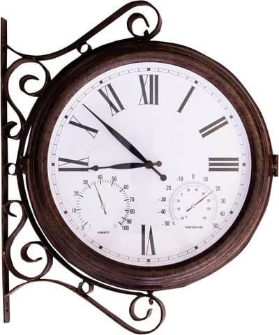 St. Helens Home & Garden Stationsklok Dubbelzijdig – 38 cm – Incl. Thermometer & Hygrometer – Weerbestendig