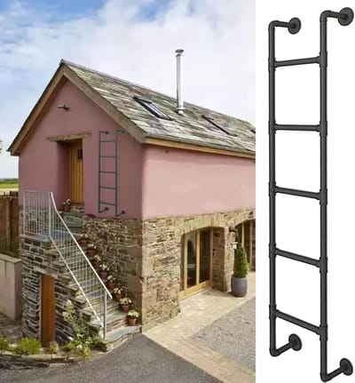 Metalen trapladder - Zolder ladder - Veilig klimmen - Wandmontage - Aanpasbare lengte - Zwart